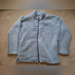 Mountain Blue, Medium, Berber, Crew neck, zip-up jacket